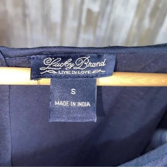 Lucky Brand Navy Embroidered Button Back Blouse - Picture 5 of 5